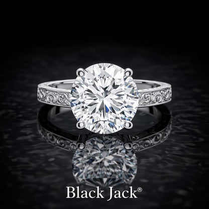 2.00 Ct Vintage Floral Memorial Diamond Engagement Ring in 14K White Gold Black Jack