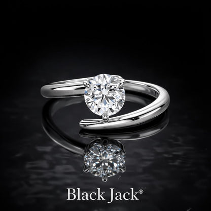 1.50 Ct Memorial Diamond Bypass Engagement Ring in 14K White Gold Black Jack