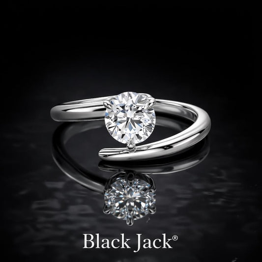 1.50 Ct Memorial Diamond Bypass Engagement Ring in 14K White Gold Black Jack