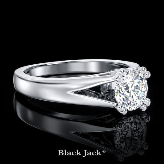 2.00 Ct Split Shank Memorial Diamond Engagement Ring in 14K White Gold Hair Diamond Ring Black Jack