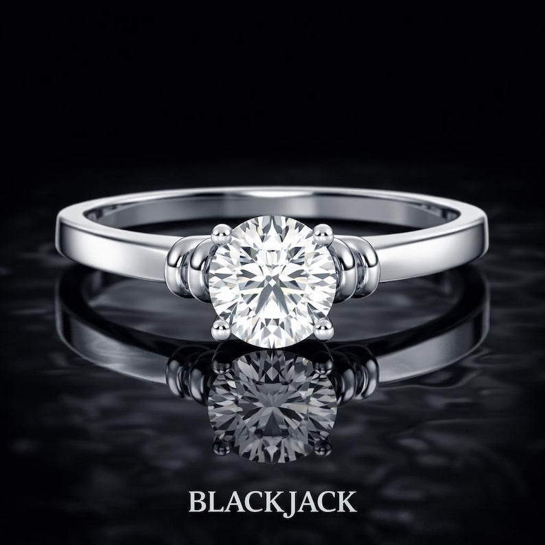 1.50 Ct Keepsake Diamond Solitaire Engagement Ring in 14K White Gold Black Jack