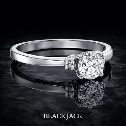 1.50 Ct Keepsake Diamond Solitaire Engagement Ring in 14K White Gold Black Jack