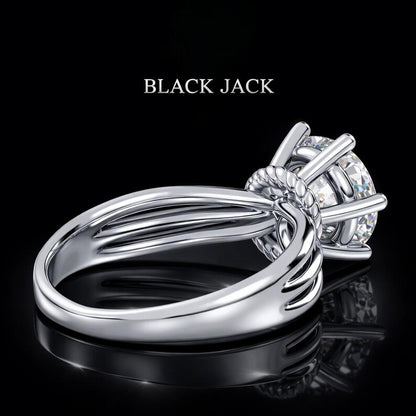 2.00 Ct Hair to Diamond Multi-Band Solitaire Ring in 14K White Gold Black Jack