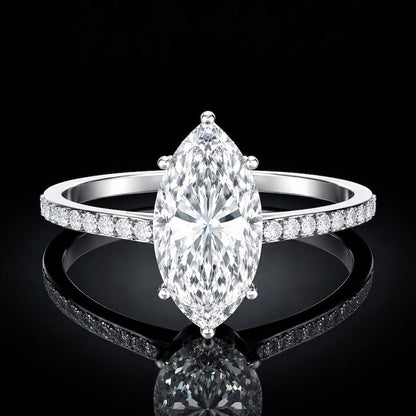 3.50 Ct Cremation Diamond Marquise Engagement Ring in 14K White Gold Black Jack