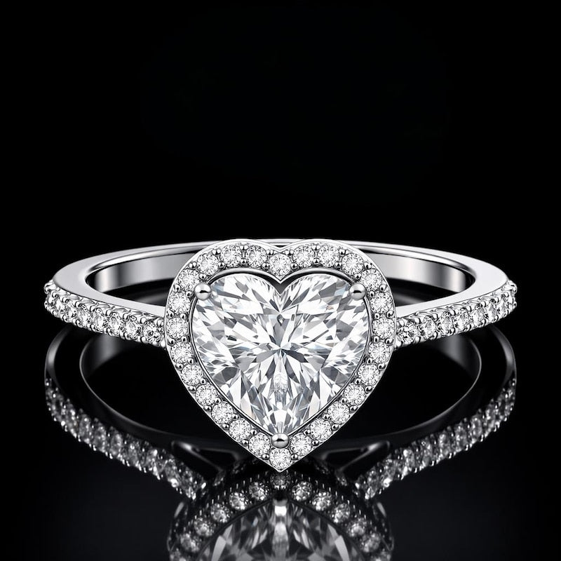 2.50 Ct Heart Halo Memorial Cremation Diamond Engagement Ring in 14K White Gold Ring Black Jack