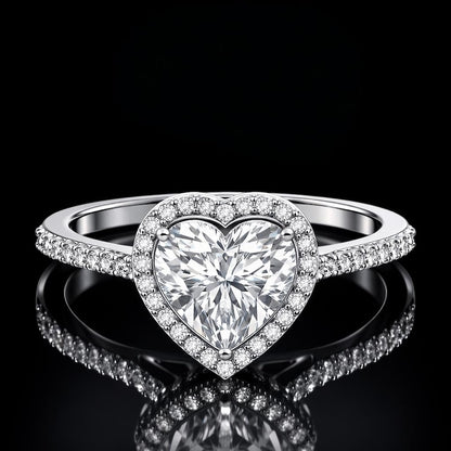 2.50 Ct Heart Halo Memorial Cremation Diamond Engagement Ring in 14K White Gold Ring Black Jack