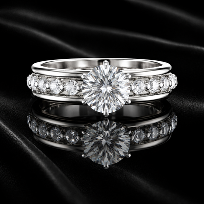 1.85 Carat Lab-Grown Diamond Round Brilliant Double Band Channel Engagement Ring in 14K White Gold
