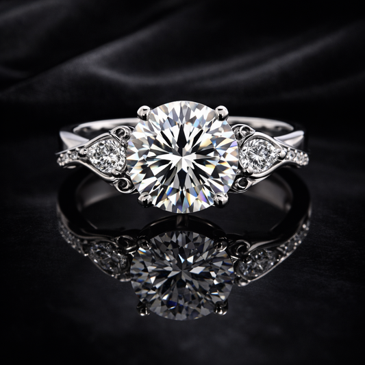 2.00 Carat Lab-Grown Diamond Round & Pear Three-Stone Engagement Ring in 14K White Gold