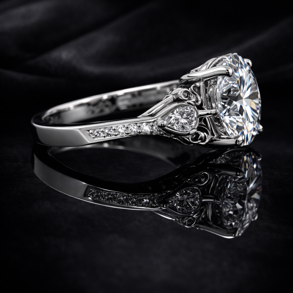 2.00 Carat Lab-Grown Diamond Round & Pear Three-Stone Engagement Ring in 14K White Gold
