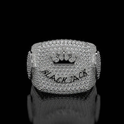 BlackJack® 6.00 ct. Real Moissanite Studded Men's Hip Hop Ring in 925 Silver