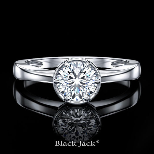 1.50 Carat Round Cut Moissanite Bezel Solitaire Engagement Ring in 925 Sterling Silver
