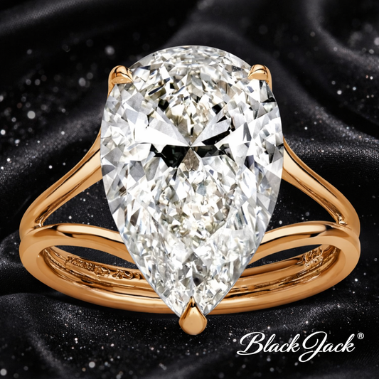 9.00 Carat Lab-Grown Diamond Solitaire Engagement Ring Pear Cut in 14K Yellow Gold