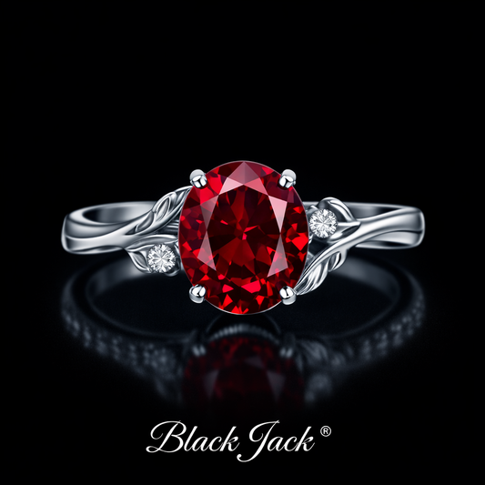 3.10 Carat Oval Cut Ruby & Moissanite Twisted Bypass Engagement Ring in 925 Sterling Silver