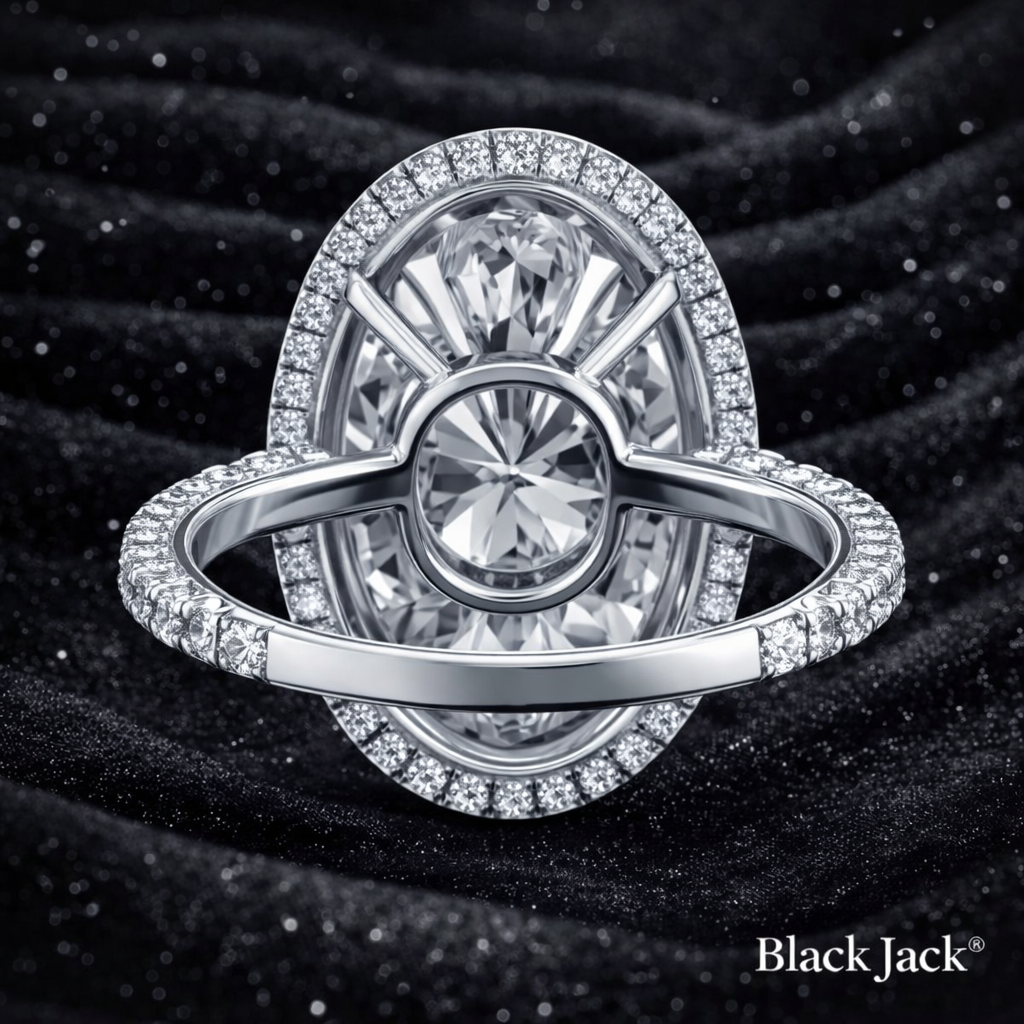 10.40 Carat Lab-Grown Diamond Halo Engagement Ring Oval Cut in 14K White Gold