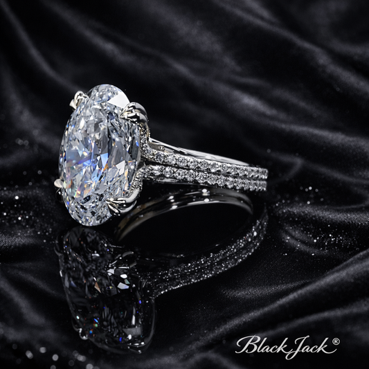 7.90 Carat Lab-Grown Diamond Oval Pavé Engagement Ring Oval Cut in 14K White Gold