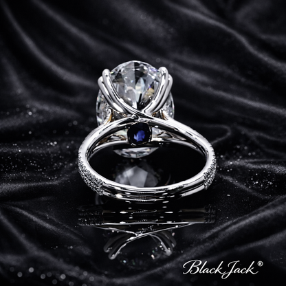 7.90 Carat Lab-Grown Diamond Oval Pavé Engagement Ring Oval Cut in 14K White Gold