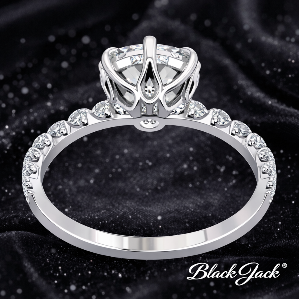 7.20 Carat Lab-Grown Diamond Three Stone Engagement Ring – Round Brilliant Cut in 14K White Gold