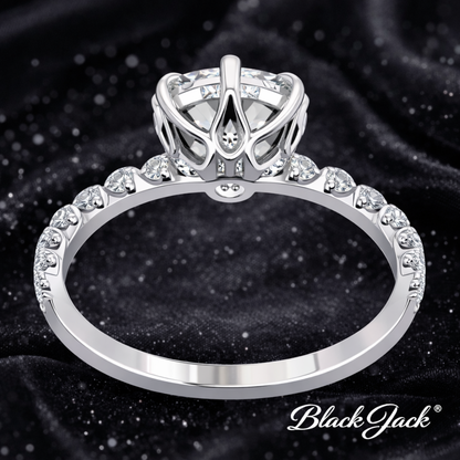 7.20 Carat Lab-Grown Diamond Three Stone Engagement Ring – Round Brilliant Cut in 14K White Gold