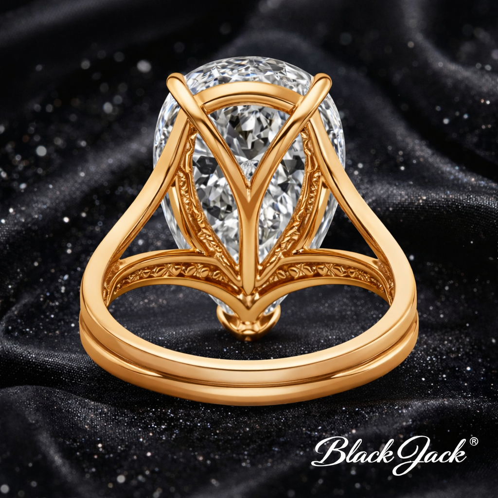 9.00 Carat Lab-Grown Diamond Solitaire Engagement Ring Pear Cut in 14K Yellow Gold