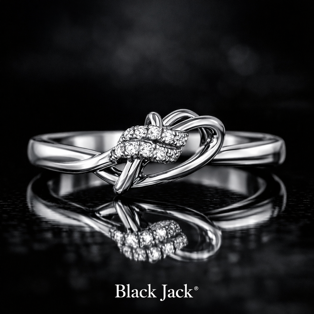 0.10 CT Lab-Grown Diamond Intertwined Knot Women’s Wedding Band in White Gold | Brand Authenticity Certified