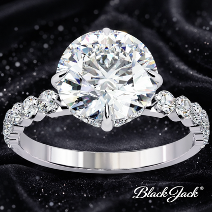 7.20 Carat Lab-Grown Diamond Three Stone Engagement Ring – Round Brilliant Cut in 14K White Gold