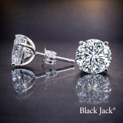 2.00 Ct Round Lab Grown Diamond Stud Earrings in 14K White Gold | 1 Ct Each | Push Back | IGI Certified