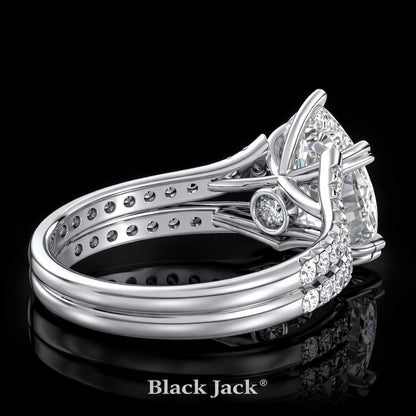 3.50 Carat Pear Cut Moissanite Double Split Pavé Engagement Ring in 925 Sterling Silver