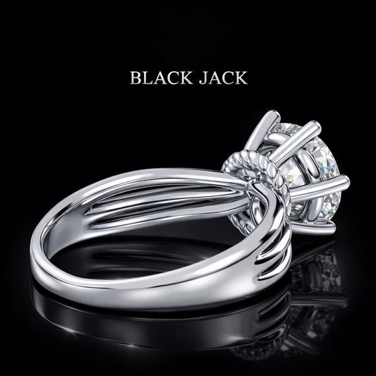 2.50 Carat Round Cut Moissanite Triple Split Shank Solitaire Engagement Ring in 925 Sterling Silver