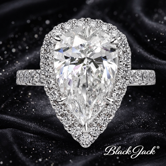 7.80 Carat Lab-Grown Diamond Double Halo Engagement Ring – Pear Cut in 14K White Gold