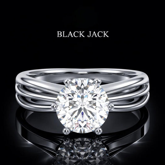 2.50 Carat Round Cut Moissanite Triple Split Shank Solitaire Engagement Ring in 925 Sterling Silver