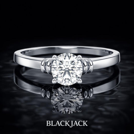 1.50 Carat Round Cut Moissanite Bead Accent Solitaire Engagement Ring in 925 Sterling Silver