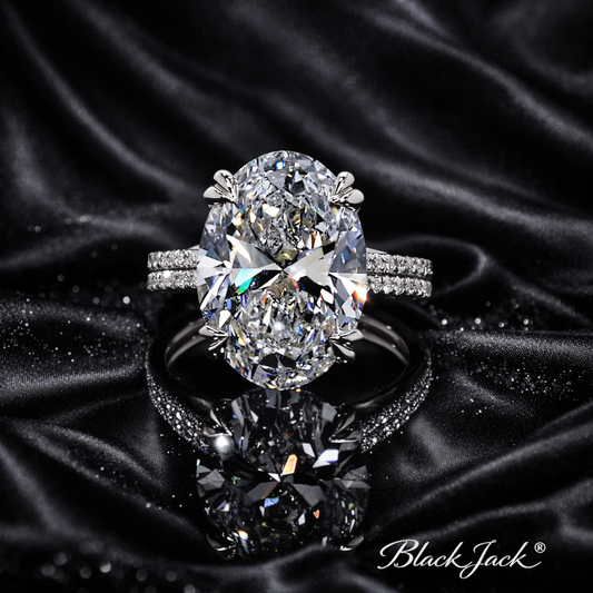 7.90 Carat Lab-Grown Diamond Oval Pavé Engagement Ring Oval Cut in 14K White Gold
