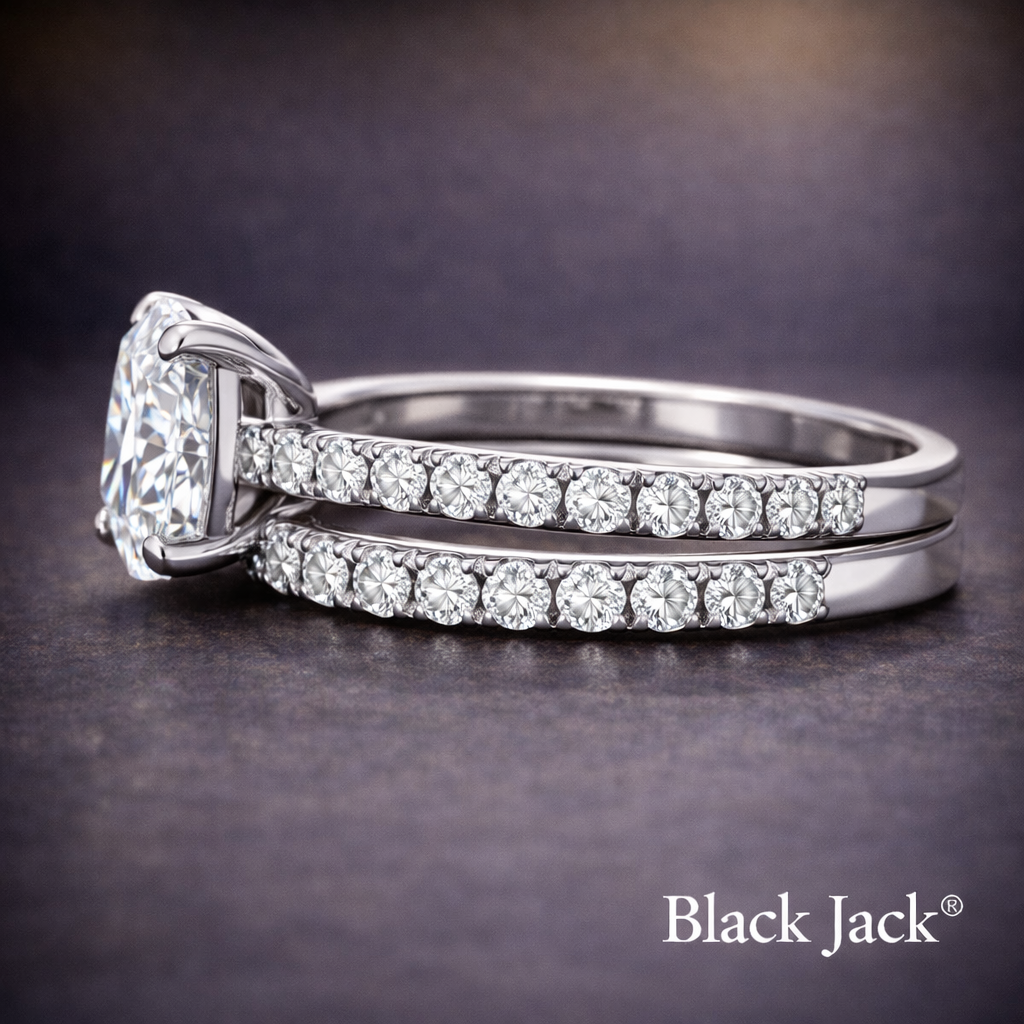 1.50 Ct Cushion Cut Lab Grown Diamond Double Band Ring in 14K Gold – IGI Certified