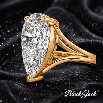 9.00 Carat Lab-Grown Diamond Solitaire Engagement Ring Pear Cut in 14K Yellow Gold