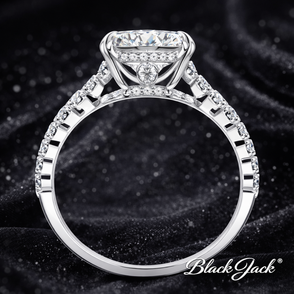 7.20 Carat Lab-Grown Diamond Three Stone Engagement Ring – Round Brilliant Cut in 14K White Gold