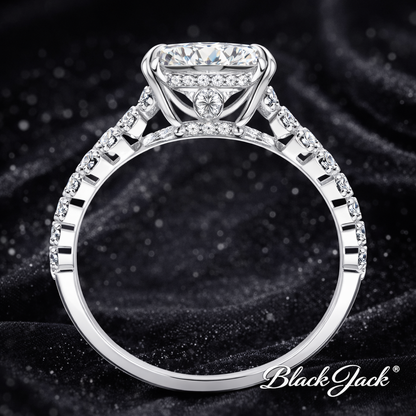 7.20 Carat Lab-Grown Diamond Three Stone Engagement Ring – Round Brilliant Cut in 14K White Gold