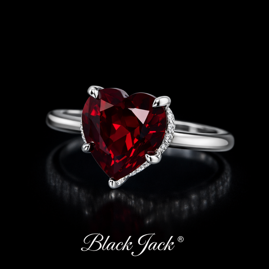 2.40 Carat Heart Cut Ruby & Moissanite Engagement Ring in 925 Sterling Silver