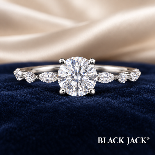 2.80 Ct Memory Diamond Floral Marquise Engagement Ring in 14K White Gold Pet Cremation Memorial Jewelry Black Jack