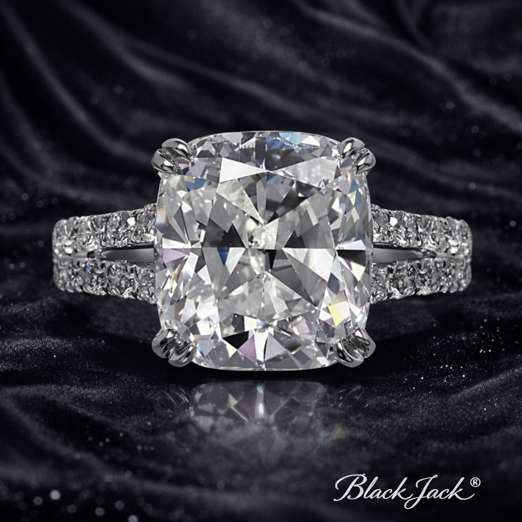 9.20 Carat Lab-Grown Diamond Cushion Pavé Engagement Ring Cushion Cut in 14K White Gold