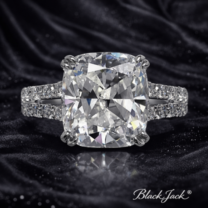 9.20 Carat Lab-Grown Diamond Cushion Pavé Engagement Ring Cushion Cut in 14K White Gold