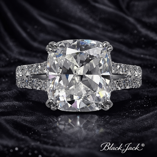 9.20 Carat Lab-Grown Diamond Cushion Pavé Engagement Ring Cushion Cut in 14K White Gold