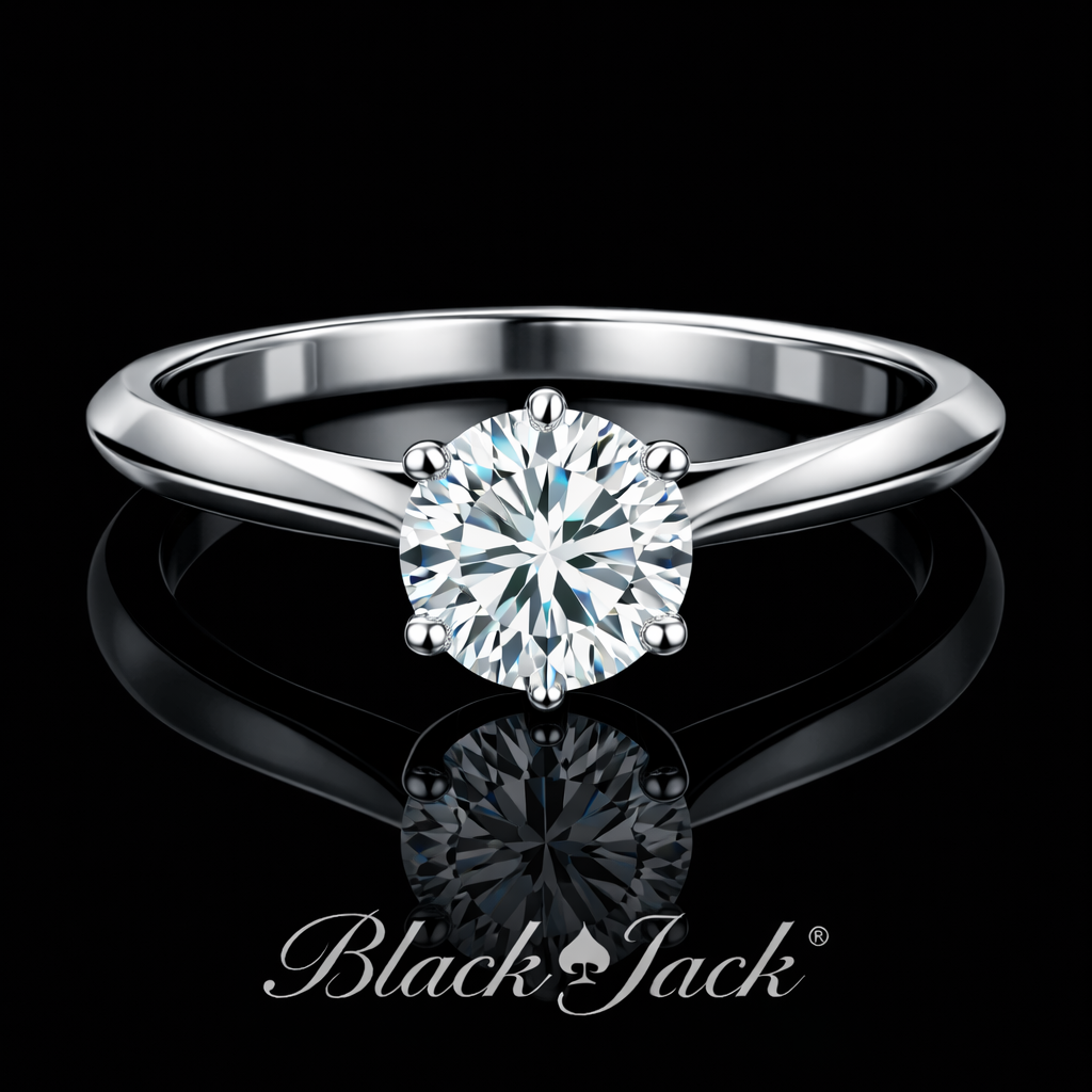 1.00 Ct Lab Grown Diamond 6-Prong Solitaire Ring in 925 Sterling Silver | Black Jack®