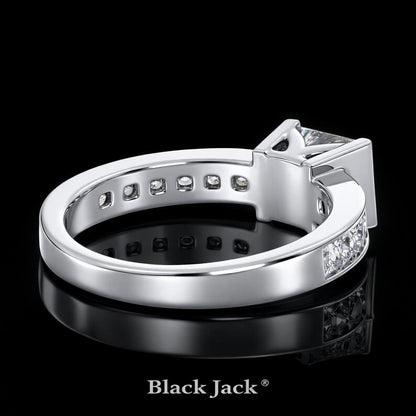 3.00 Carat Princess Cut Moissanite Channel Set Engagement Ring in 925 Sterling Silver