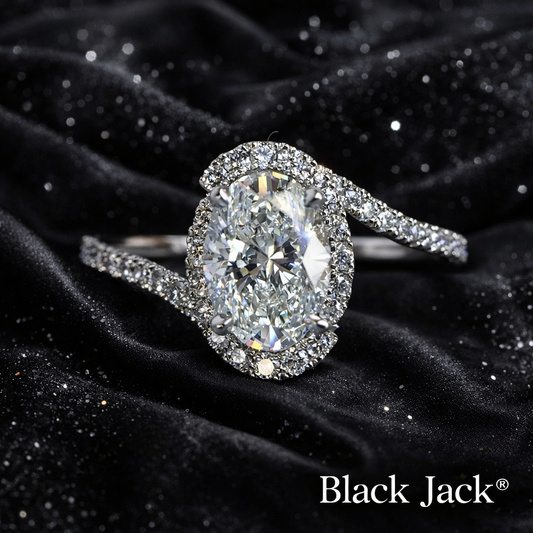 5.40 Carat Lab-Grown Diamond Oval Halo Engagement Ring – Oval Cut in 14K White Gold