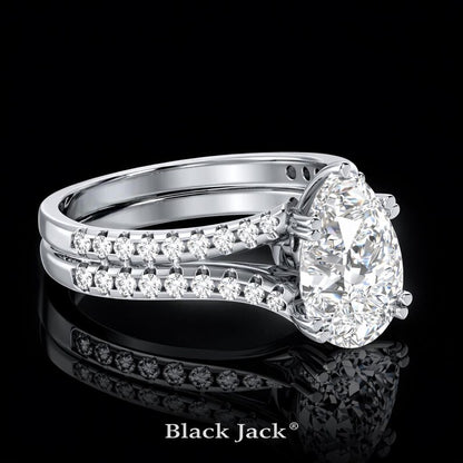 3.50 Carat Pear Cut Moissanite Double Split Pavé Engagement Ring in 925 Sterling Silver