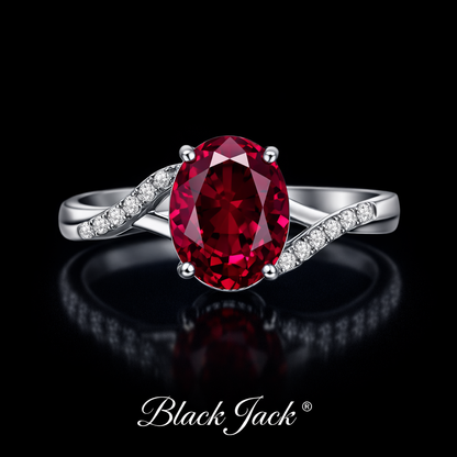 3.15 Carat Oval Cut Ruby & Moissanite Bypass Engagement Ring in 925 Sterling Silver