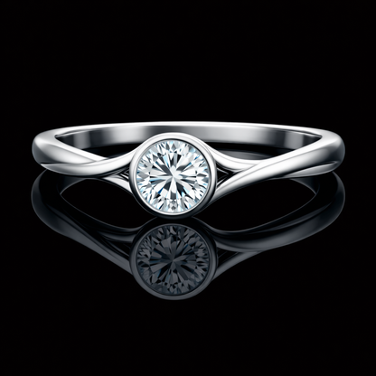 1.00 Ct Round Bezel Set Lab Grown Diamond Twisted Band Ring in 925 Sterling Silver –Black Jack®