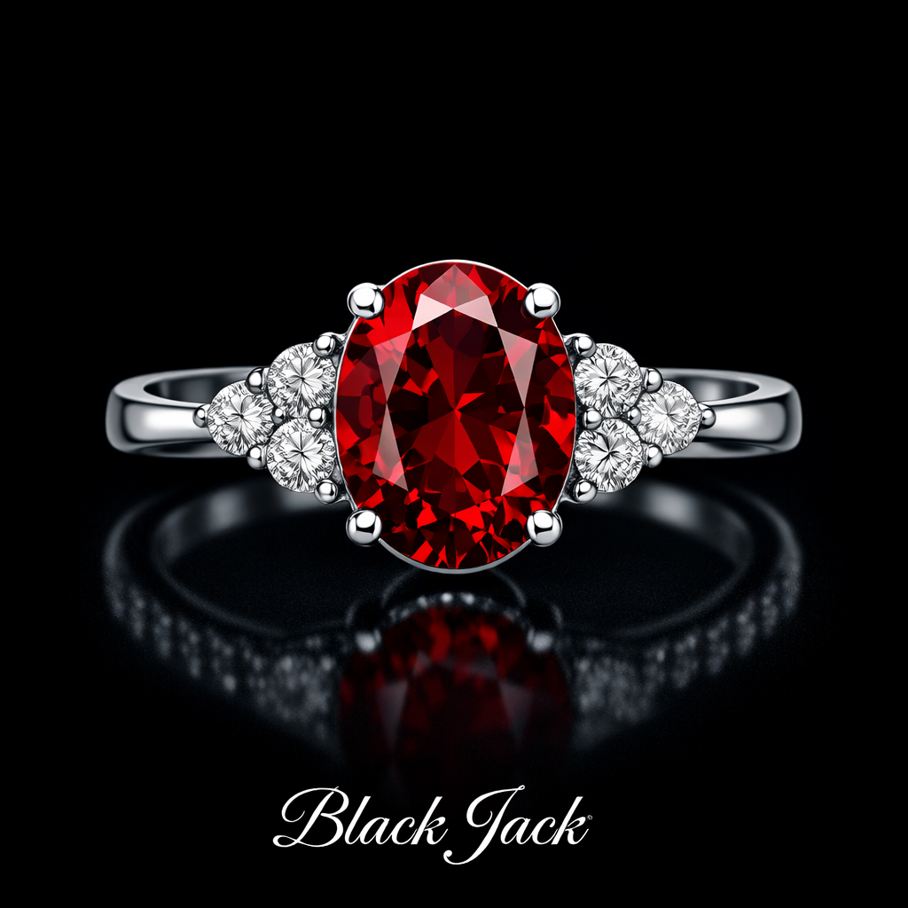 4.12 Carat Oval Cut Ruby & Moissanite Cluster Engagement Ring in 925 Sterling Silver