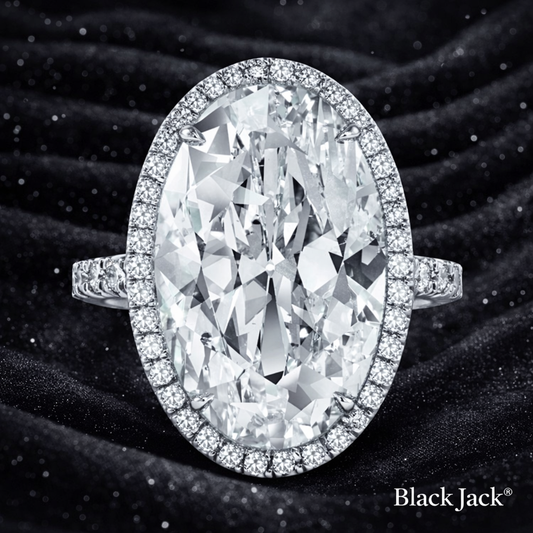 10.40 Carat Lab-Grown Diamond Halo Engagement Ring Oval Cut in 14K White Gold