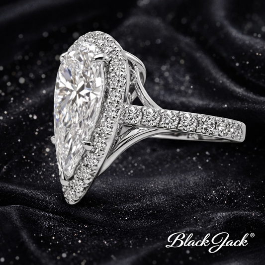 7.80 Carat Lab-Grown Diamond Double Halo Engagement Ring – Pear Cut in 14K White Gold